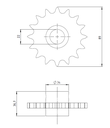 ENGRANAJE Z=16 GRANO GRUESO -  CADENA 5/8 (ASA 50) - DIÁMETRO EJE 22 mm