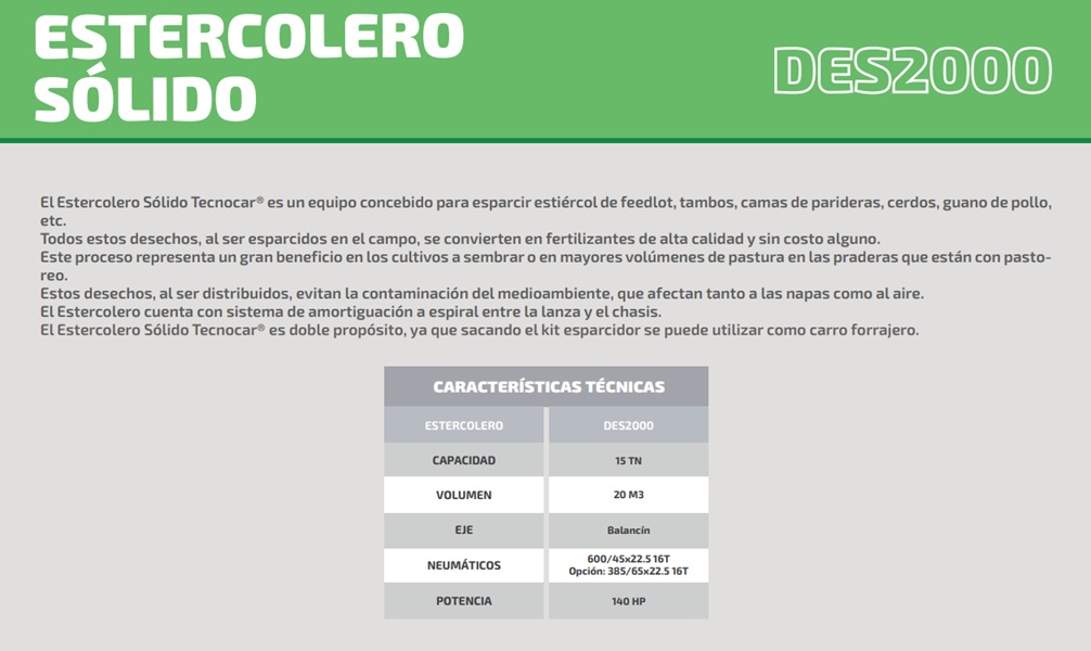 ESTERCOLERO SÓLIDO TECNOCAR DES2000