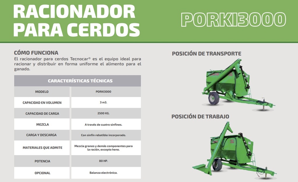 RACIONADOR PARA CERDOS TECNOCAR PORKI3000