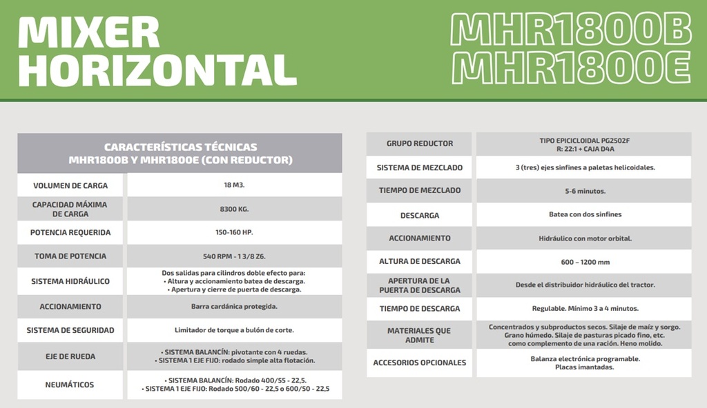 MIXER HORIZONTAL TECNOCAR MH18000